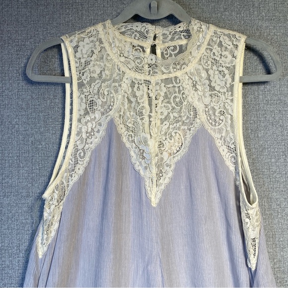 Altar’d State Large Women’s Light Blue Lace Trapeze Mini Dress Sleeveless - Picture 2 of 5